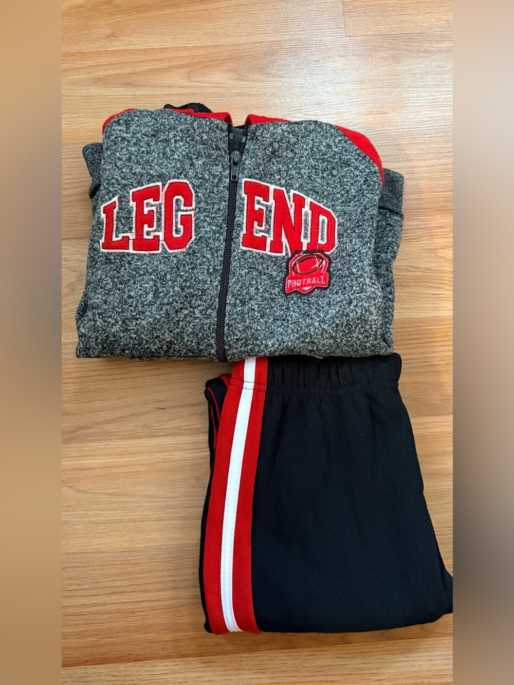 Kids Gray & Black Jogger Set with Red Accent - LEGEND Football